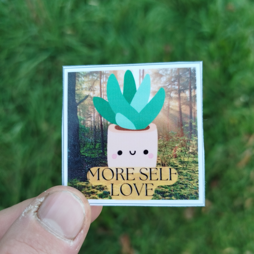 Set of 10 More self love 5x5 cm stickers
